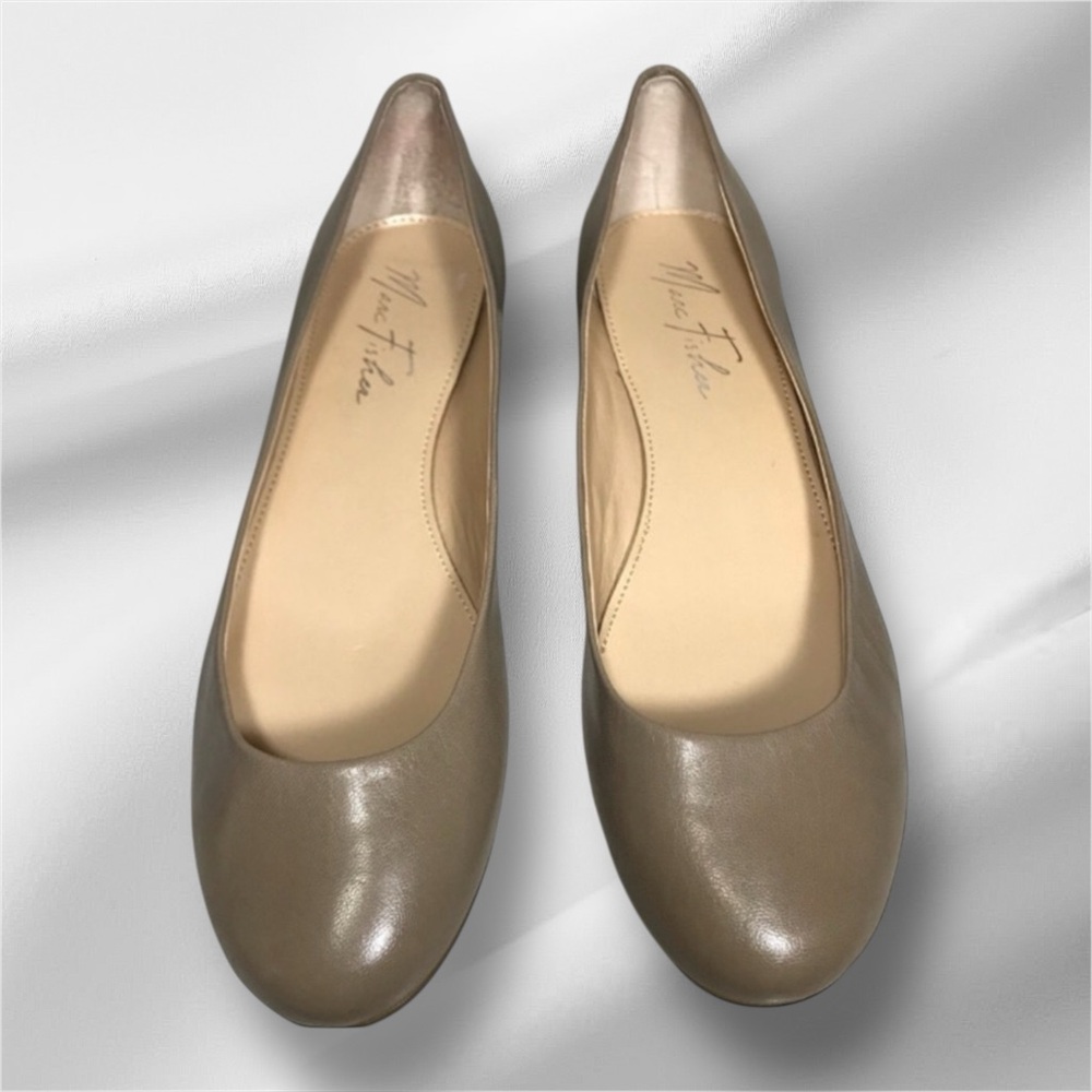 Marc Fisher Women's Taupe Flats with Glam Silver Heels - Size 9